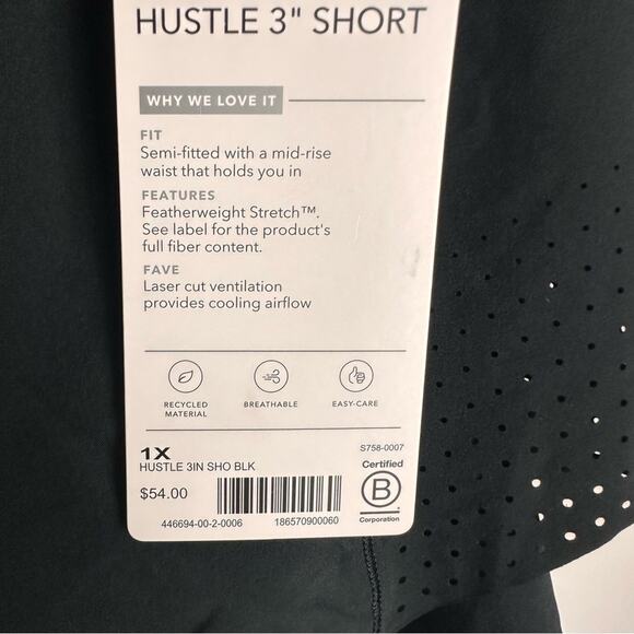 NWT Athleta Women's Hustle 3" Short Sz 1X  Black Running Gym Workout Athleisure - Picture 10 of 11